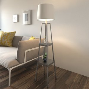 lot 12494 image: Carbon Loft Gallatin Lighting 3-way 58-inch Distressed Iron Etagere Floor Lamp