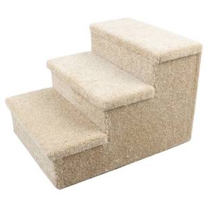 lot 12495 image: Penn Plax Beige 14-inch Wide x 18-inch Deep x 12.2-inch High 3-step Carpeted Pet Stairs
