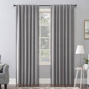 lot 12498 image: Sun Zero Amherst Velvet Noise Reducing Thermal Extreme Total Blackout Back Tab Curtain Panel, Single Panel, 50x108, Gray, Set Of 2