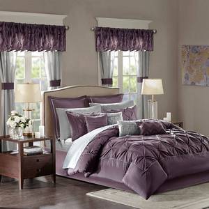 lot 12591 image: Madison Park Essentials Loretta Plum 24 piece Room in a Bag King Retail $177.99