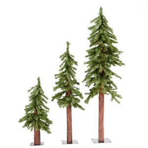 lot 12608 image: Vickerman 2 3 4 Natural Alpine Artificial Christmas Tree Set Unlit - Faux Christmas Tree Set - Seasonal Indoor Home Decor