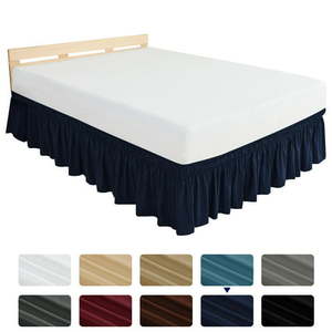 lot 12809 image: Subrtex Easy Fit 16-inch Drop Bed Skirts Queen Navy