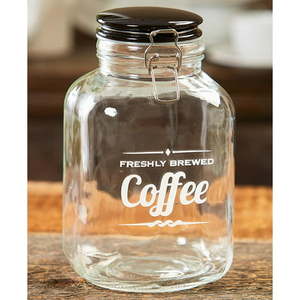 lot 12815 image: Home Basics Glass 0.8-gallon Jar with Ceramic Flip Lid Top - Black