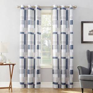 lot 12817 image: No. 918 Blockade Geometric Blocks Semi-Sheer Grommet Curtain Panel, 40 x 63 2Pack