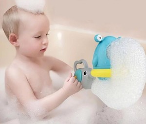 lot 3794 image: Childrens Blow Bubble Machine- Bathroom Bath Toy Play Water Blowing Foam Making Machine (parts only - missing hand-crank blower)