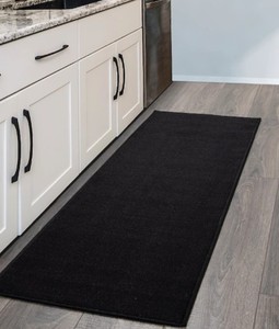 lot 2402 image: Ottomanson Anti Slip Rubber Backing Rug Black 2x5ft