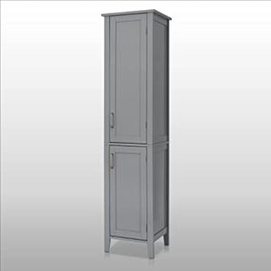 lot 12599 image: Elegant Home Fashions Mercer Linen Tower With Two Doors - Grey - Retail $195.27