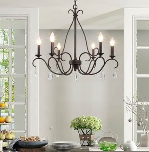 lot 1892 image: Jona 6-light French Country Crystal Metal Candle Chandelier for Dining Room- Retail$265.49