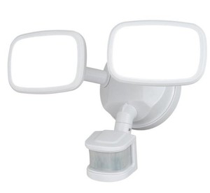 lot 1910 image: White 2L LED Motion Sensor Dusk to Dawn Outdoor Security Flood Light - 6-in. W x 6.5-in. H x 10.25-in. D
