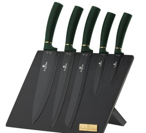 lot 3259 image: 6-Piece Knife Set w Magnetic Hanger, Emerald Collection- Retail$79.98