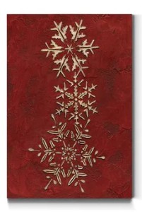 lot 7061 image: Snowflakes on Red II-Premium Gallery Wrapped Canvas - Ready to Hang- Retail$117.49