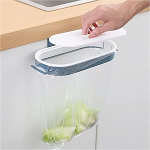 lot 7062 image: Trash Bag Holder Organizer Kitchen Garbage Hook Over Cabinet Wastebasket Trash Can Basket Holder Hanging Storage Rack