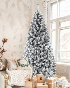 lot 12493 image: 6FT Artificial Christmas Tree Snow Flocked Hinged Tree- Retail$106.99