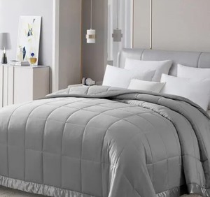 lot 12746 image: Solid Colored Microfiber Down Alternative Blanket King Light GreyLavendar
