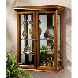 lot 1938 image: Design Toscano Country Tuscan Hardwood Wall Curio Cabinet, 19 W x 25.75
