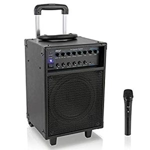 lot 2442 image: Pyle PWMA230BT Wireless Portable Bluetooth PA Speaker System with Built-In Rechargeable Battery and Microphone 400 Watt