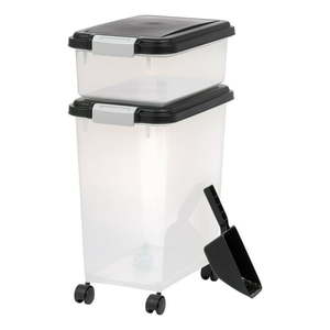 lot 2458 image: IRIS 3-Piece Airtight Pet Food Container Combo Black