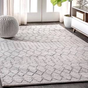 lot 3542 image: JONATHAN Y Moroccan HYPE Boho Vintage Diamond CreamGray 8 ft. x 10 ft. Area Rug