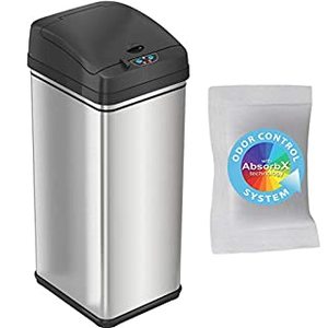 lot 3544 image: iTouchless 13 Gallon Pet-Proof Sensor Trash Can with AbsorbX Odor Filter Kitchen Garbage Bin Prevents Dogs & Cats Getting in, Battery and AC Adapter (Not Included), Stainless Steel and PetGuard (B07YGR55HF)