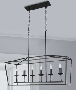lot 2450 image: Modern Matte Black Kitchen 6 Light Fixture