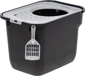 lot 3813 image: IRIS USA Top Entry Cat Litter Box Black