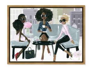 lot 7095 image: Oliver Gals Cocktail OClock Painting, Gold Frame 36In X 31In (Canvas Retails $210.00 without frame)