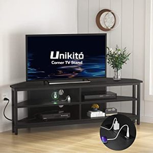 lot 12323 image: Unikito Corner TV Stand With Power Outlet