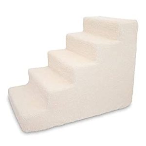 lot 3993 image: Best Pet Supplies USA Made Pet StepsStairs with CertiPUR-US Certified Foam for Dogs & Cats Lambswool, 5-Step (H 22.5) (B08CS18Z1V)