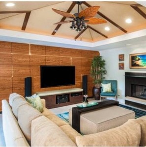 lot 3994 image: Copper Grove Kupiansk 52-inch Aged Bronze LED Ceiling Fan with Dark Cherry Hand-carved Blades- Retail$182.99