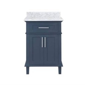lot 6101 image: Home Decorators Collection Sonoma 24 in. W x 22 in. D x 34.5 in. H Bath Vanity in Midnight Blue with Carrara Marble Top