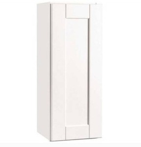 lot 6103 image: Hampton Bay 2487093 Shaker Assembled 9 In. X 30 In. X 12 In. Wall Kitchen Cabinet In Satin White - Retail $549.99