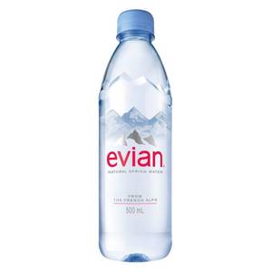 lot 1051 image: evian Natural Spring Water Bottles, Naturally Filtered Spring Water, 500 ML bottle, 24 Count