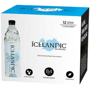lot 1101 image: celandic Glacial Natural Spring Water, 12 Pack, 33.8 fl. oz. Bottles