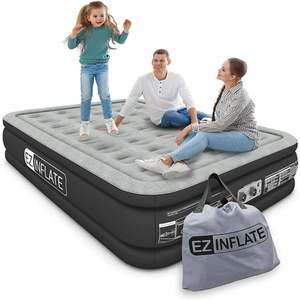 lot 3988 image: EZ Inflate Luxury Double High Air Mattress with Built-in Pump Queen, 80 x 60 x 16