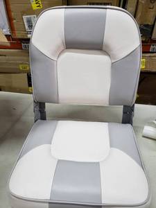 lot 8009 image: Folding Low Back Boat Seat, White Grey. 2 Pcs