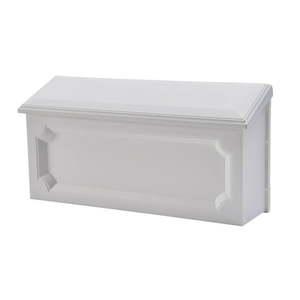 lot 8044 image: Gibraltar Mailboxes Windsor Small Plastic Wall Mount Mailbox White WMH00W04