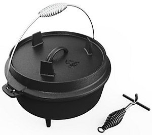 lot 12067 image: Mighty Hand 6 QT. Cast Iron Dutch Oven with Dual-Function LidSkillet for Indoor & Outdoor Cooking