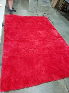 lot 12111 image: Red Velvent Area Floor Rug 9 X 6