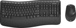 lot 12875 image: Microsoft - Comfort Desktop 5050 Ergonomic Full-size Wireless Optical Curved Keyboard and Mouse Bundle - Black