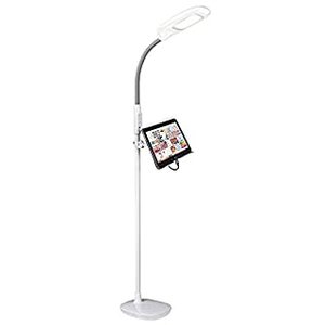 lot 12979 image: LED Floor Lamp with USB and Tablet Stand Gray - OttLite