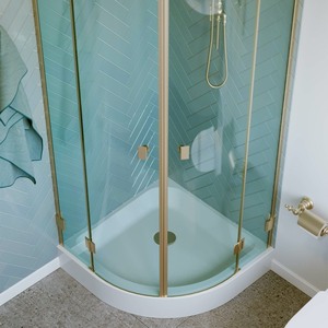 lot 1107 image: Swiss Madison Voltaire 32x32 Neo-Angle Drain Shower Base In White