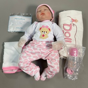 lot 1001 image: Reborn Baby Dolls 22 Realistic Baby Doll Girl With Closed Eyes And Bottle