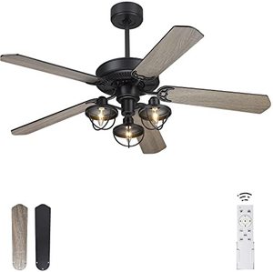 lot 1010 image: Youkain Farmhouse 52 Ceiling Fan Black Finish