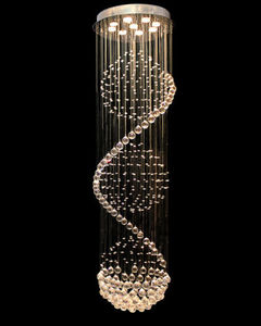 lot 1047 image: Luxury Modern Spiral Sphere Crystal Pendant Light Wedding Size 72Hx20D