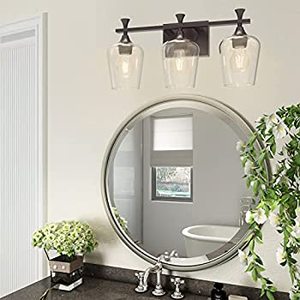 lot 1977 image: 3-Light Farmhouse Bathroo. Shada Vanity Wall Sconce