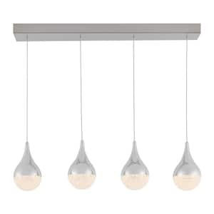 lot 3560 image: Sliver 4-Light Pendent Light Set