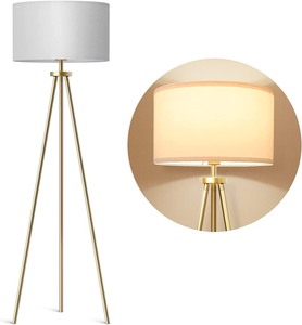 lot 3562 image: Floor Lamp , Shade White , Base Nickle , Corded Electric (stock approximate)