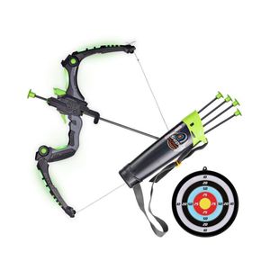 lot 3697 image: SainSmart Jr Flashing Archery Set With Bow, Arrow, Quiver, Target, Green