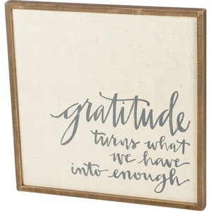 lot 3914 image: Primitives by Kathy 37616 Design Gratitude Wood Sign, 25x25 (no frame)