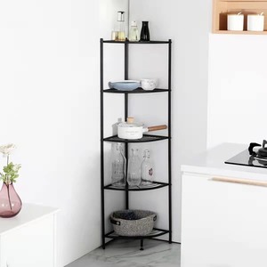 lot 3949 image: 5 Tier Kitchen Corner Shelf Rack, Black